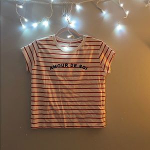 Red and white striped “Amour De Soi” tee